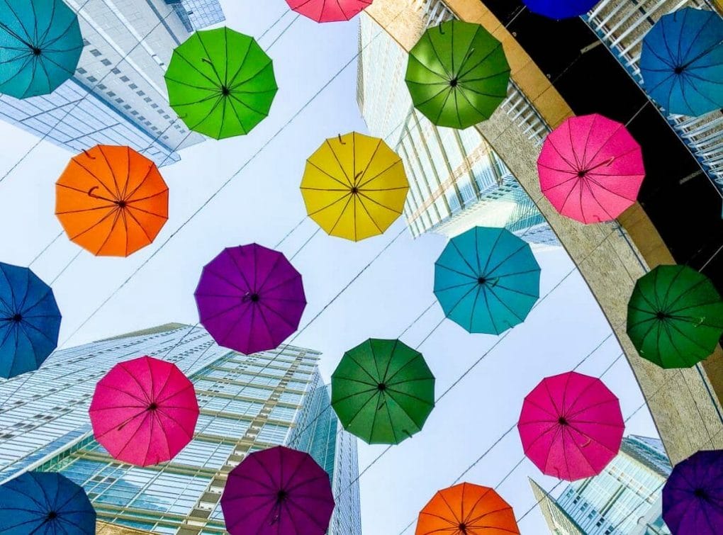 rainbow umbrellas seoul