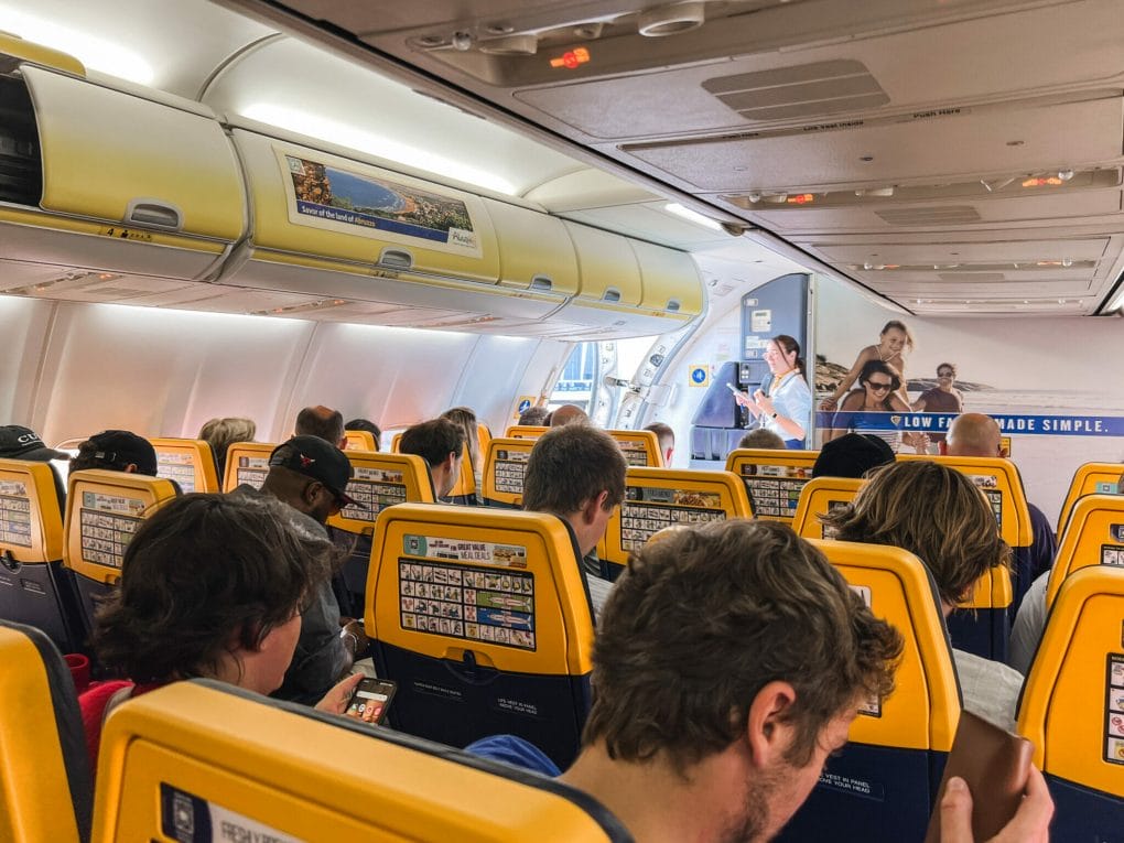 flying Ryanair cabin